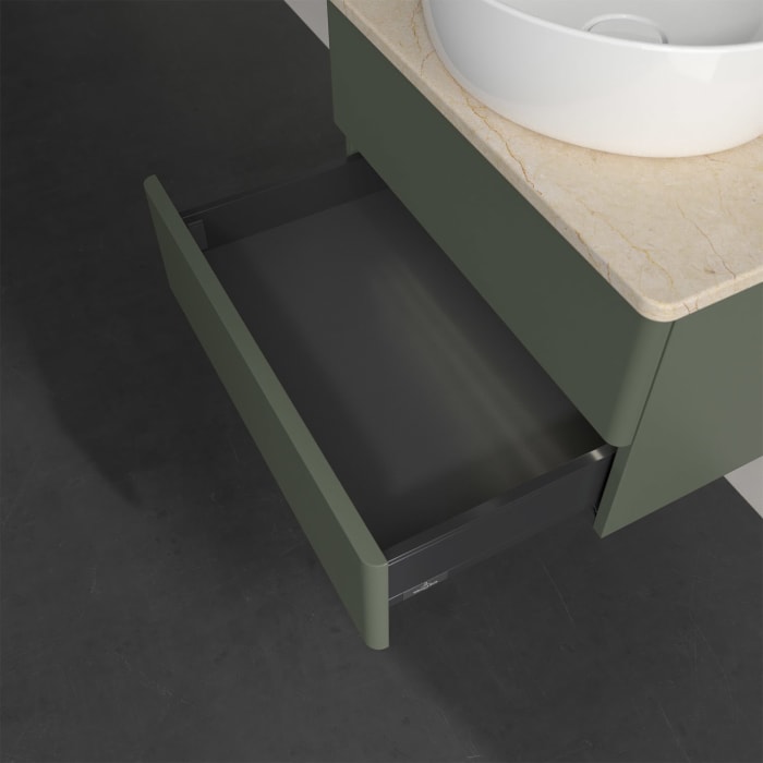 Villeroy & Boch Antao Waschbeckenunterschrank, 60 x 36 cm, 2 Auszüge mit LED-Licht, Front ohne Struktur, ohne Hahnloch