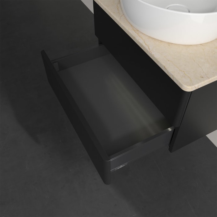 Villeroy & Boch Antao Waschbeckenunterschrank, 60 x 36 cm, 2 Auszüge mit LED-Licht, Front ohne Struktur, ohne Hahnloch