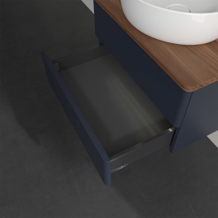 Villeroy & Boch Antao Waschbeckenunterschrank, 60 x 36 cm, 2 Auszüge mit LED-Licht, Front ohne Struktur, mit Hahnloch