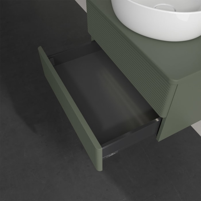 Villeroy & Boch Antao Waschbeckenunterschrank, 60 x 36 cm, 2 Auszüge mit LED-Licht, Front mit Struktur, ohne Hahnloch