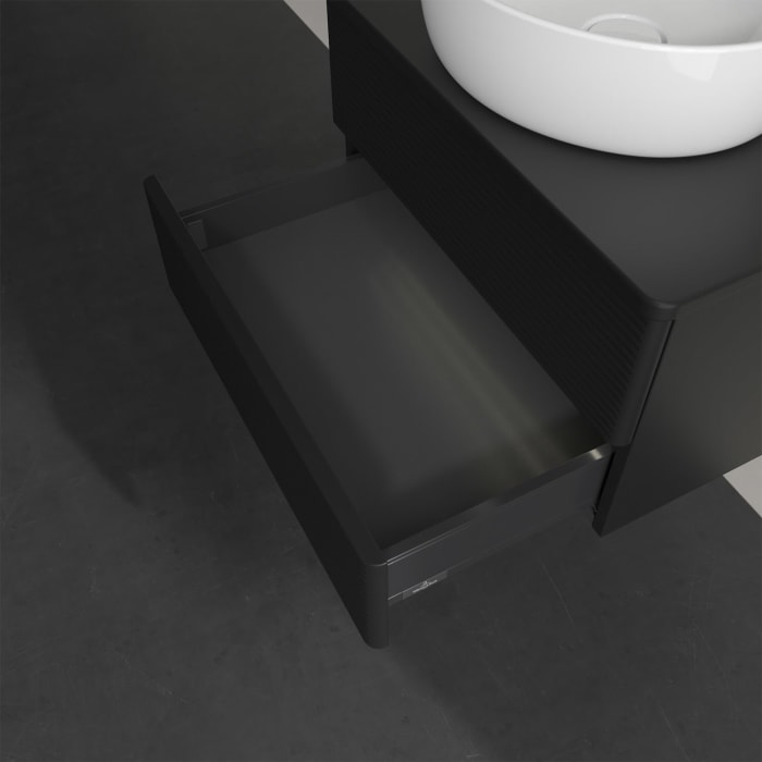 Villeroy & Boch Antao Waschbeckenunterschrank, 60 x 36 cm, 2 Auszüge mit LED-Licht, Front mit Struktur, ohne Hahnloch