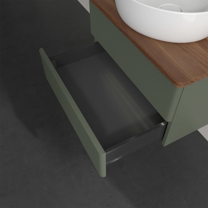 Villeroy & Boch Antao Waschbeckenunterschrank, 60 x 36 cm, 2 Auszüge mit LED-Licht, Front mit Struktur, ohne Hahnloch