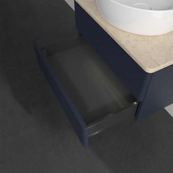 Villeroy & Boch Antao Waschbeckenunterschrank, 60 x 36 cm, 2 Auszüge mit LED-Licht, Front mit Struktur, ohne Hahnloch