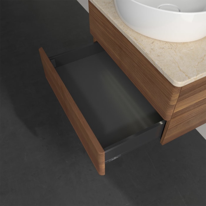 Villeroy & Boch Antao Waschbeckenunterschrank, 60 x 36 cm, 2 Auszüge mit LED-Licht, Front mit Struktur, mit Hahnloch