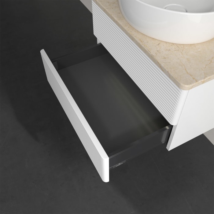 Villeroy & Boch Antao Waschbeckenunterschrank, 60 x 36 cm, 2 Auszüge mit LED-Licht, Front mit Struktur, mit Hahnloch