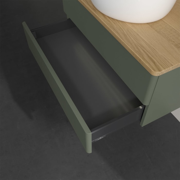 Villeroy & Boch Antao Waschbeckenunterschrank, 80 x 36 cm, 2 Auszüge mit LED-Licht, Front ohne Struktur, ohne Hahnloch