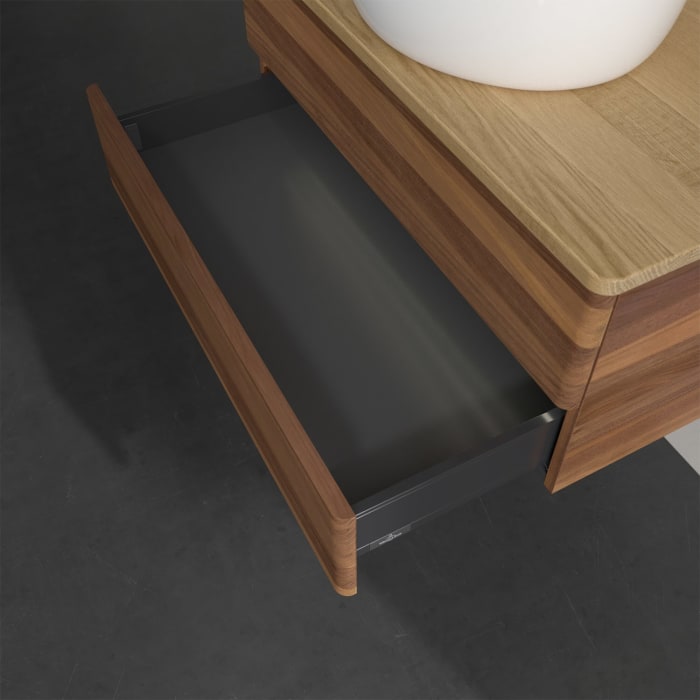 Villeroy & Boch Antao Waschbeckenunterschrank, 80 x 36 cm, 2 Auszüge mit LED-Licht, Front ohne Struktur, ohne Hahnloch