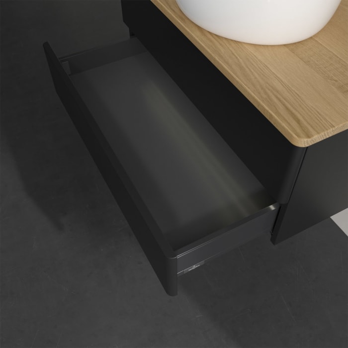 Villeroy & Boch Antao Waschbeckenunterschrank, 80 x 36 cm, 2 Auszüge mit LED-Licht, Front ohne Struktur, ohne Hahnloch