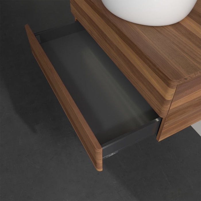 Villeroy & Boch Antao Waschbeckenunterschrank, 80 x 36 cm, 2 Auszüge mit LED-Licht, Front ohne Struktur, ohne Hahnloch