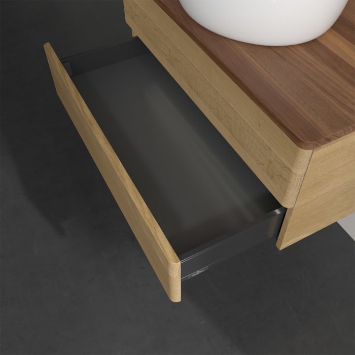 Villeroy & Boch Antao Waschbeckenunterschrank, 80 x 36 cm, 2 Auszüge mit LED-Licht, Front ohne Struktur, ohne Hahnloch