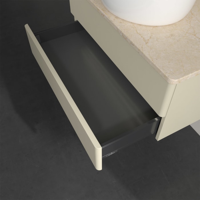 Villeroy & Boch Antao Waschbeckenunterschrank, 80 x 36 cm, 2 Auszüge mit LED-Licht, Front ohne Struktur, ohne Hahnloch