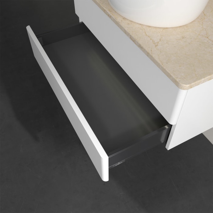 Villeroy & Boch Antao Waschbeckenunterschrank, 80 x 36 cm, 2 Auszüge mit LED-Licht, Front ohne Struktur, ohne Hahnloch