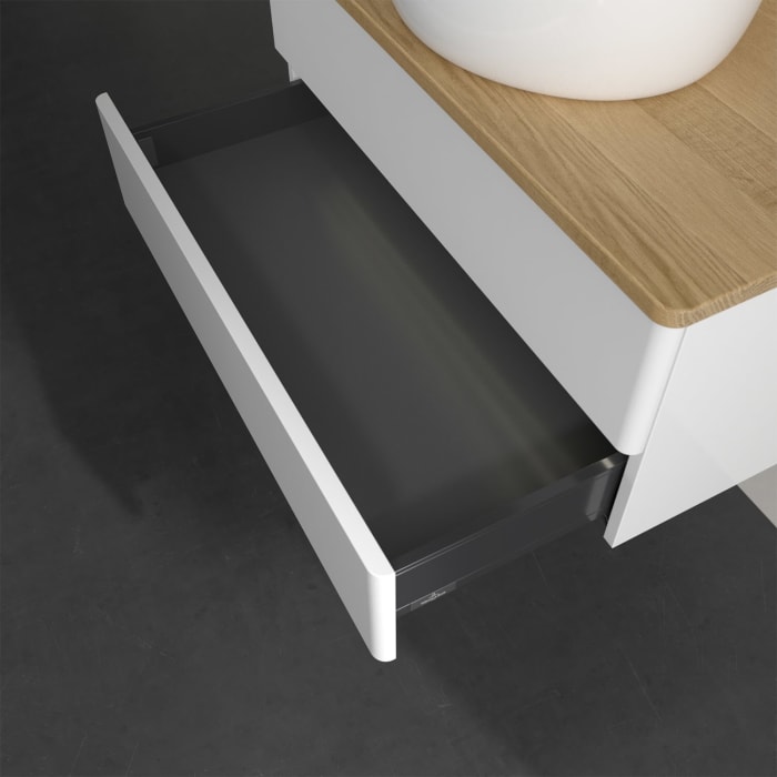 Villeroy & Boch Antao Waschbeckenunterschrank, 80 x 36 cm, 2 Auszüge mit LED-Licht, Front ohne Struktur, mit Hahnloch