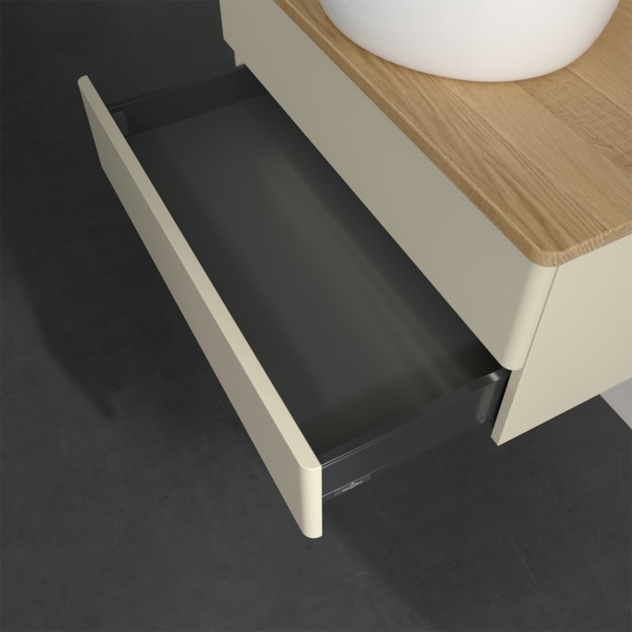 Villeroy & Boch Antao Waschbeckenunterschrank, 80 x 36 cm, 2 Auszüge mit LED-Licht, Front ohne Struktur, mit Hahnloch