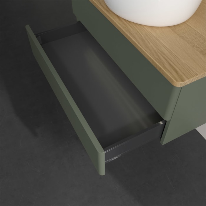 Villeroy & Boch Antao Waschbeckenunterschrank, 80 x 36 cm, 2 Auszüge mit LED-Licht, Front ohne Struktur, mit Hahnloch