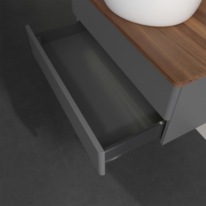 Villeroy & Boch Antao Waschbeckenunterschrank, 80 x 36 cm, 2 Auszüge mit LED-Licht, Front ohne Struktur, mit Hahnloch