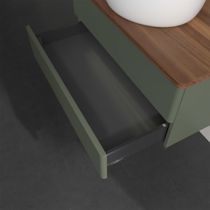 Villeroy & Boch Antao Waschbeckenunterschrank, 80 x 36 cm, 2 Auszüge mit LED-Licht, Front ohne Struktur, mit Hahnloch