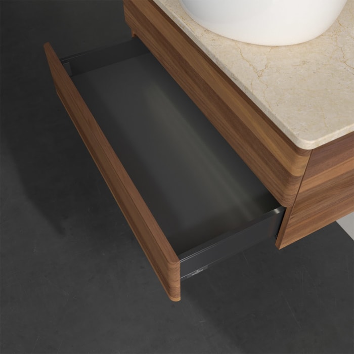 Villeroy & Boch Antao Waschbeckenunterschrank, 80 x 36 cm, 2 Auszüge mit LED-Licht, Front ohne Struktur, mit Hahnloch