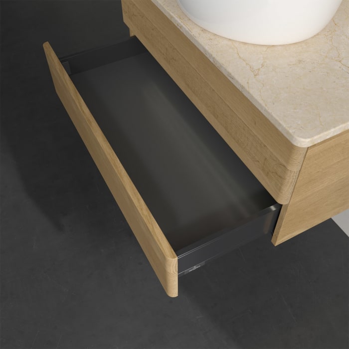 Villeroy & Boch Antao Waschbeckenunterschrank, 80 x 36 cm, 2 Auszüge mit LED-Licht, Front ohne Struktur, mit Hahnloch