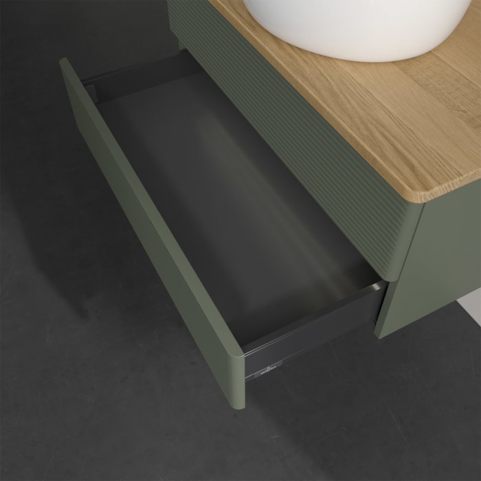 Villeroy & Boch Antao Waschbeckenunterschrank, 80 x 36 cm, 2 Auszüge mit LED-Licht, Front mit Struktur, ohne Hahnloch