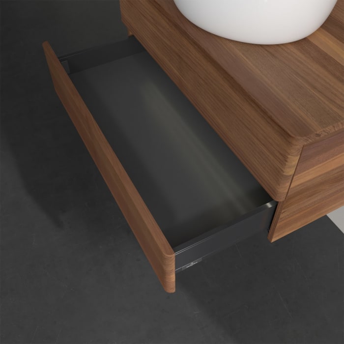 Villeroy & Boch Antao Waschbeckenunterschrank, 80 x 36 cm, 2 Auszüge mit LED-Licht, Front mit Struktur, ohne Hahnloch