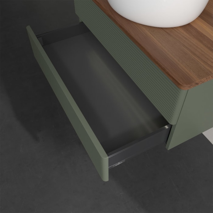 Villeroy & Boch Antao Waschbeckenunterschrank, 80 x 36 cm, 2 Auszüge mit LED-Licht, Front mit Struktur, mit Hahnloch