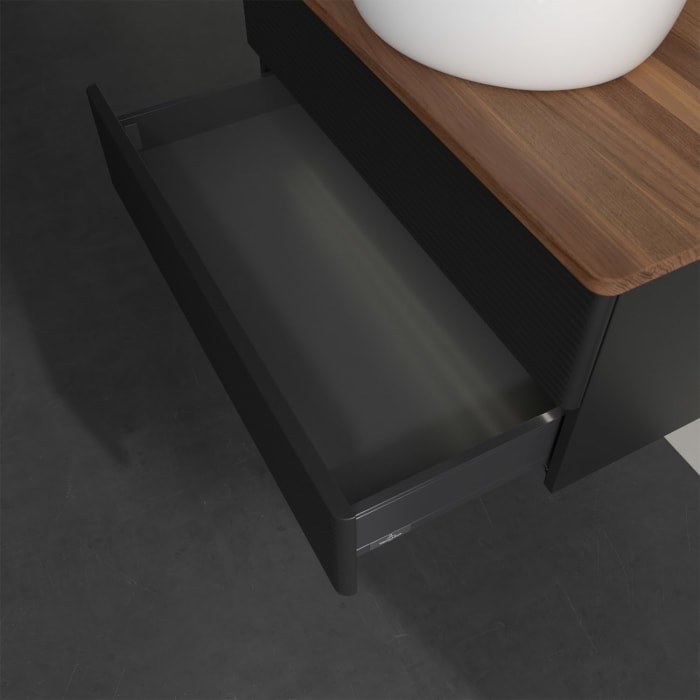 Villeroy & Boch Antao Waschbeckenunterschrank, 80 x 36 cm, 2 Auszüge mit LED-Licht, Front mit Struktur, mit Hahnloch