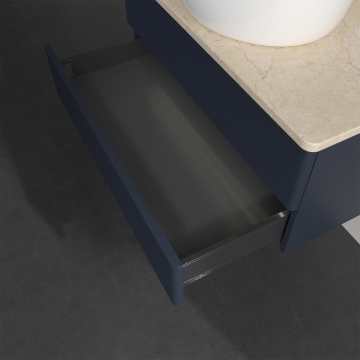 Villeroy & Boch Antao Waschbeckenunterschrank, 80 x 36 cm, 2 Auszüge mit LED-Licht, Front mit Struktur, mit Hahnloch