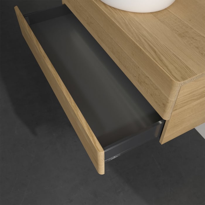 Villeroy & Boch Antao Waschbeckenunterschrank, 100 x 36 cm, 2 Auszüge mit LED-Licht, Front ohne Struktur, ohne Hahnloch