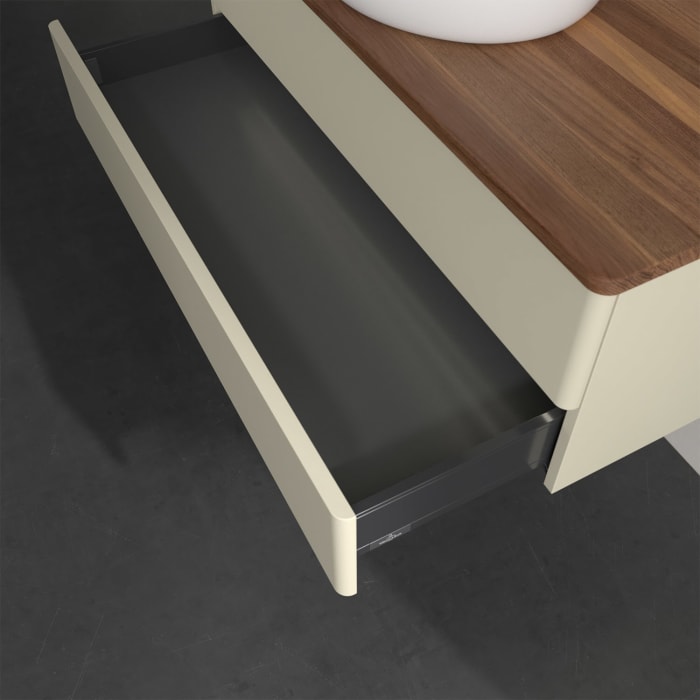 Villeroy & Boch Antao Waschbeckenunterschrank, 100 x 36 cm, 2 Auszüge mit LED-Licht, Front ohne Struktur, ohne Hahnloch