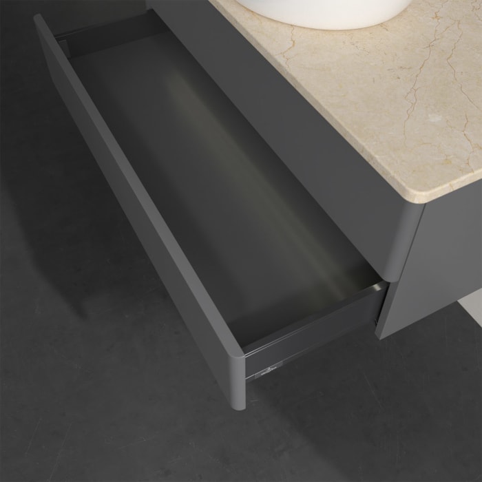 Villeroy & Boch Antao Waschbeckenunterschrank, 100 x 36 cm, 2 Auszüge mit LED-Licht, Front ohne Struktur, ohne Hahnloch