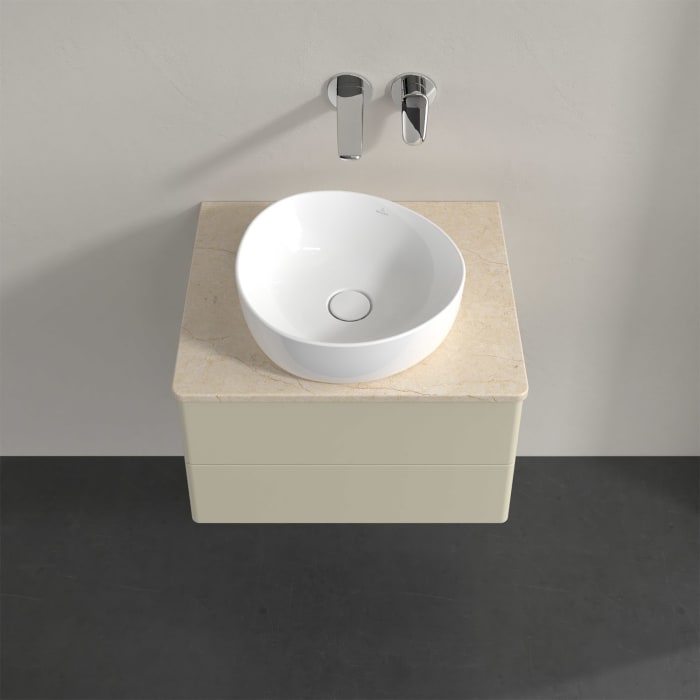 Villeroy & Boch Antao Waschbeckenunterschrank, 60 x 36 cm, 2 Auszüge mit LED-Licht, Front ohne Struktur, ohne Hahnloch