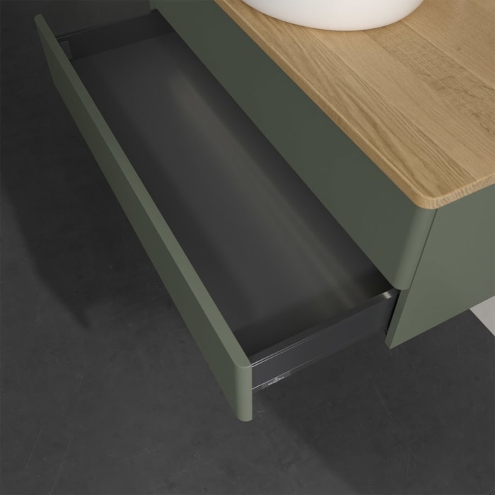 Villeroy & Boch Antao Waschbeckenunterschrank, 100 x 36 cm, 2 Auszüge mit LED-Licht, Front ohne Struktur, mit Hahnloch