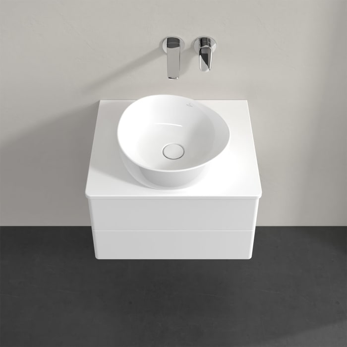 Villeroy & Boch Antao Waschbeckenunterschrank, 60 x 36 cm, 2 Auszüge mit LED-Licht, Front ohne Struktur, mit Hahnloch