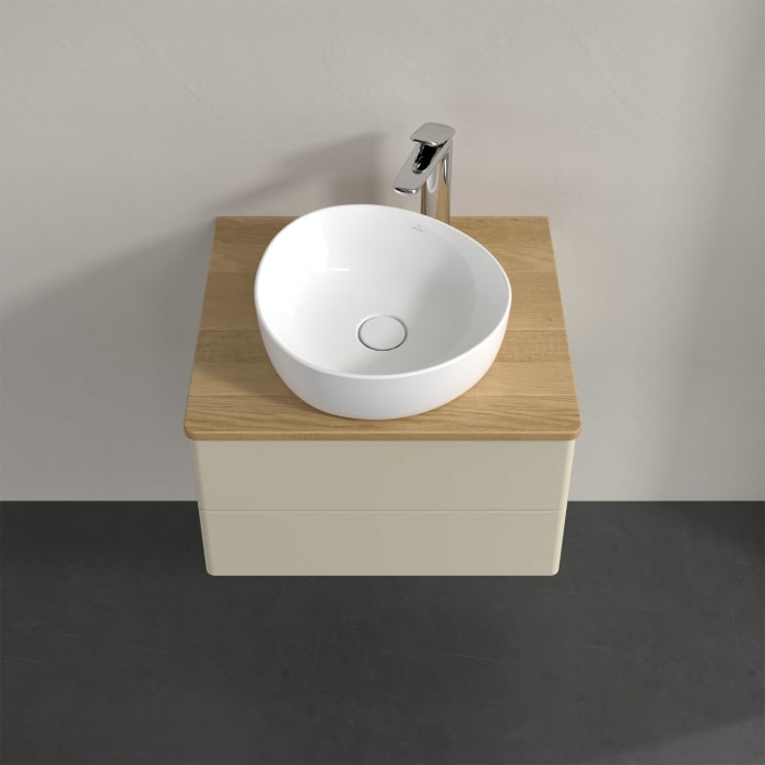 Villeroy & Boch Antao Waschbeckenunterschrank, 60 x 36 cm, 2 Auszüge mit LED-Licht, Front ohne Struktur, mit Hahnloch