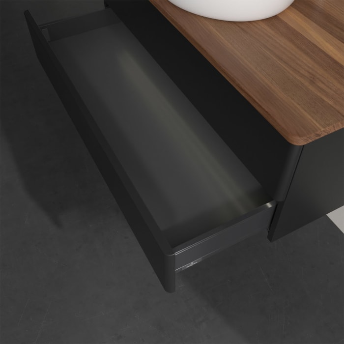 Villeroy & Boch Antao Waschbeckenunterschrank, 100 x 36 cm, 2 Auszüge mit LED-Licht, Front ohne Struktur, mit Hahnloch