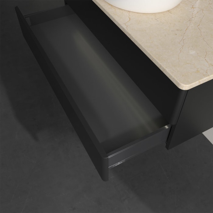 Villeroy & Boch Antao Waschbeckenunterschrank, 100 x 36 cm, 2 Auszüge mit LED-Licht, Front ohne Struktur, mit Hahnloch