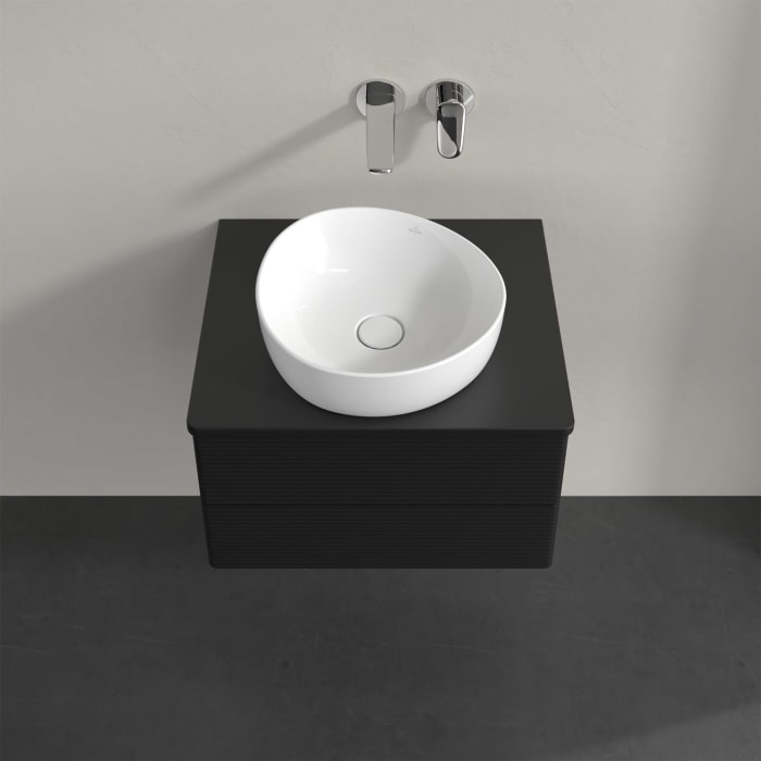 Villeroy & Boch Antao Waschbeckenunterschrank, 60 x 36 cm, 2 Auszüge mit LED-Licht, Front mit Struktur, ohne Hahnloch