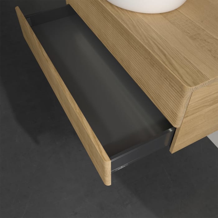Villeroy & Boch Antao Waschbeckenunterschrank, 100 x 36 cm, 2 Auszüge mit LED-Licht, Front mit Struktur, ohne Hahnloch