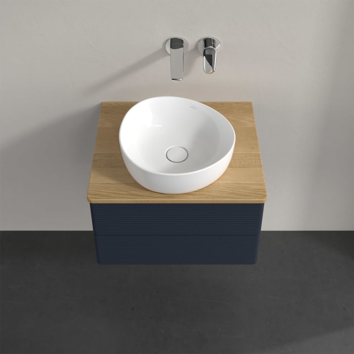 Villeroy & Boch Antao Waschbeckenunterschrank, 60 x 36 cm, 2 Auszüge mit LED-Licht, Front mit Struktur, ohne Hahnloch