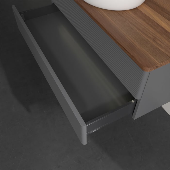 Villeroy & Boch Antao Waschbeckenunterschrank, 100 x 36 cm, 2 Auszüge mit LED-Licht, Front mit Struktur, ohne Hahnloch