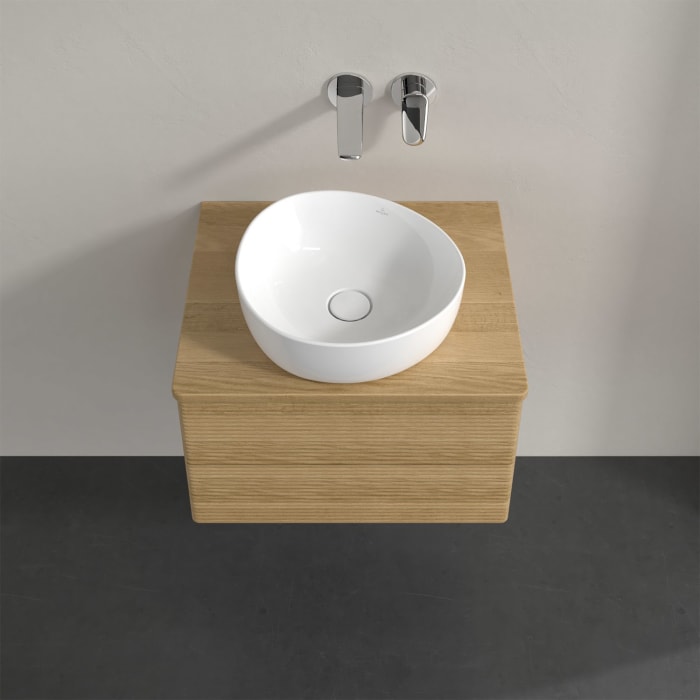 Villeroy & Boch Antao Waschbeckenunterschrank, 60 x 36 cm, 2 Auszüge mit LED-Licht, Front mit Struktur, ohne Hahnloch