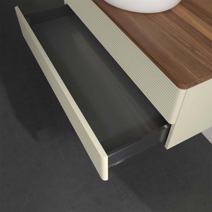 Villeroy & Boch Antao Waschbeckenunterschrank, 100 x 36 cm, 2 Auszüge mit LED-Licht, Front mit Struktur, ohne Hahnloch