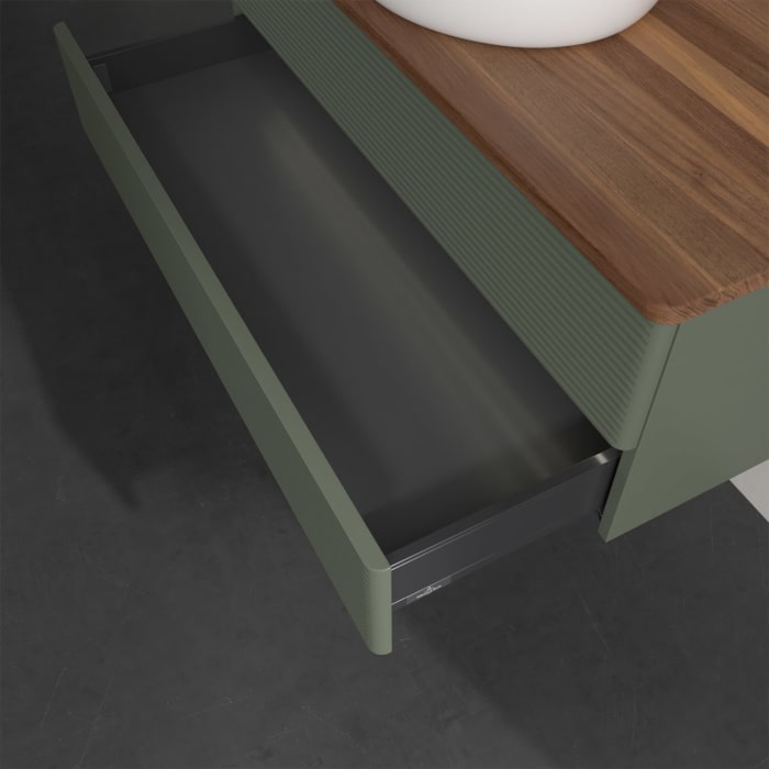 Villeroy & Boch Antao Waschbeckenunterschrank, 100 x 36 cm, 2 Auszüge mit LED-Licht, Front mit Struktur, ohne Hahnloch