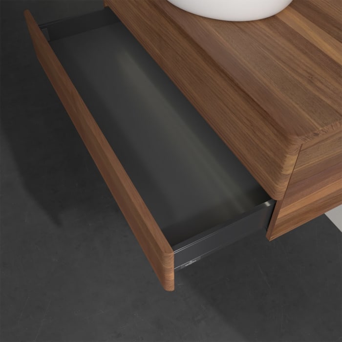 Villeroy & Boch Antao Waschbeckenunterschrank, 100 x 36 cm, 2 Auszüge mit LED-Licht, Front mit Struktur, ohne Hahnloch