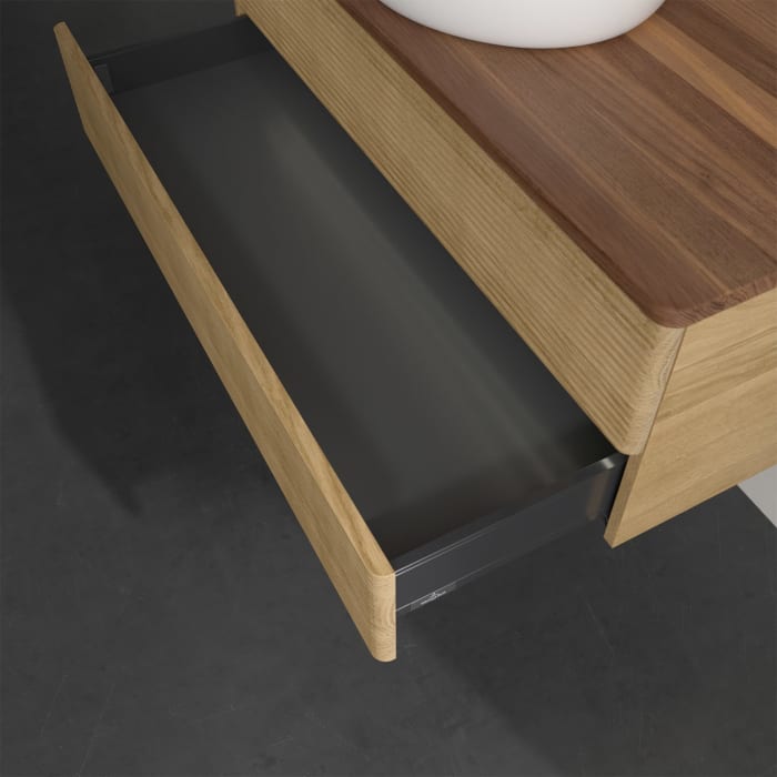 Villeroy & Boch Antao Waschbeckenunterschrank, 100 x 36 cm, 2 Auszüge mit LED-Licht, Front mit Struktur, ohne Hahnloch