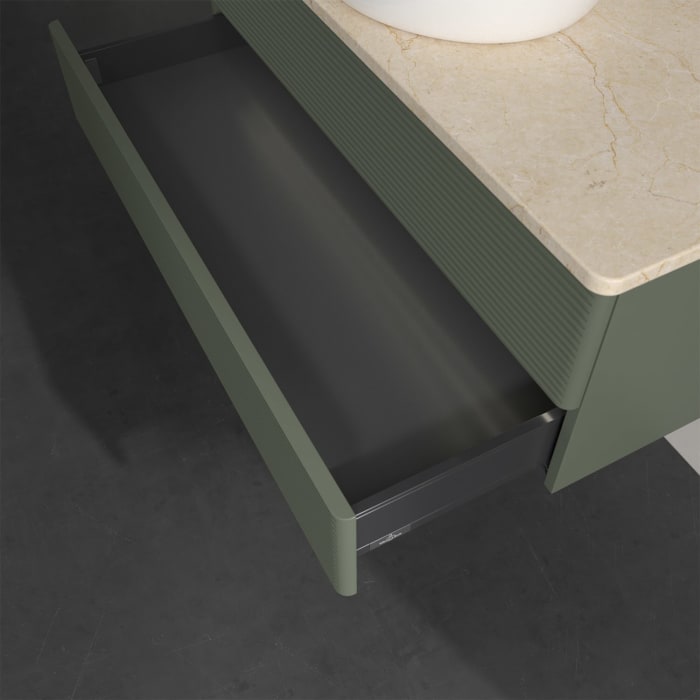 Villeroy & Boch Antao Waschbeckenunterschrank, 100 x 36 cm, 2 Auszüge mit LED-Licht, Front mit Struktur, ohne Hahnloch