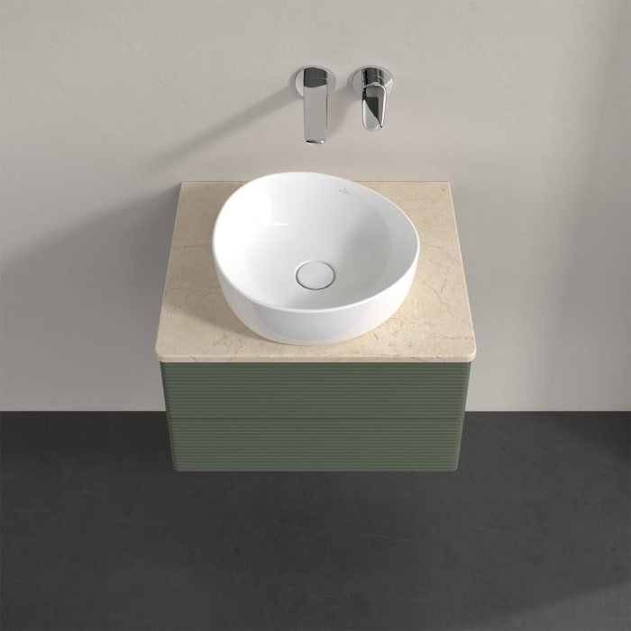 Villeroy & Boch Antao Waschbeckenunterschrank, 60 x 36 cm, 2 Auszüge mit LED-Licht, Front mit Struktur, ohne Hahnloch