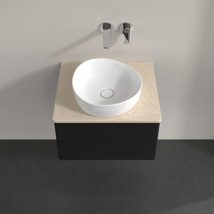 Villeroy & Boch Antao Waschbeckenunterschrank, 60 x 36 cm, 2 Auszüge mit LED-Licht, Front mit Struktur, ohne Hahnloch