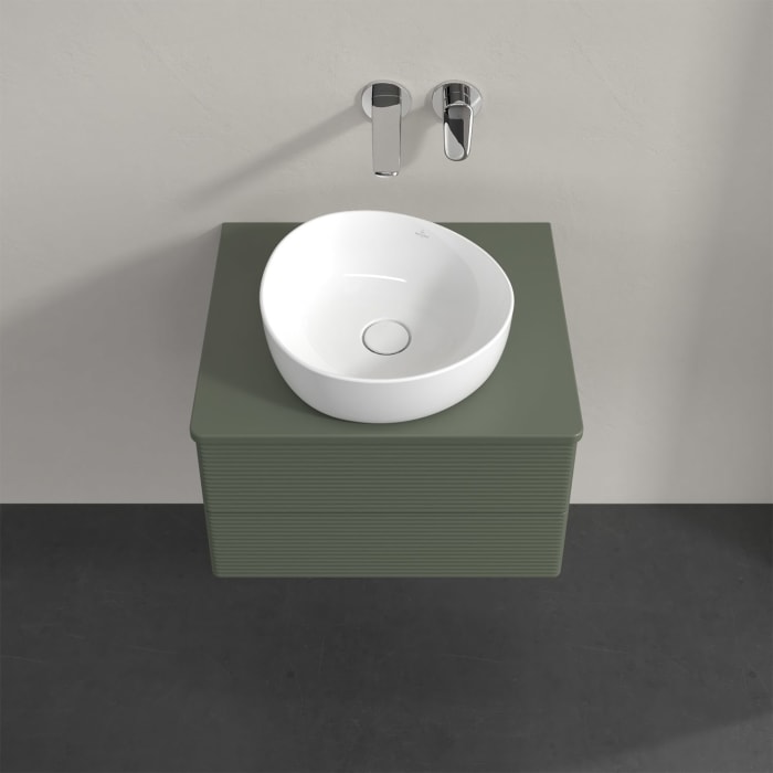 Villeroy & Boch Antao Waschbeckenunterschrank, 60 x 36 cm, 2 Auszüge mit LED-Licht, Front mit Struktur, mit Hahnloch